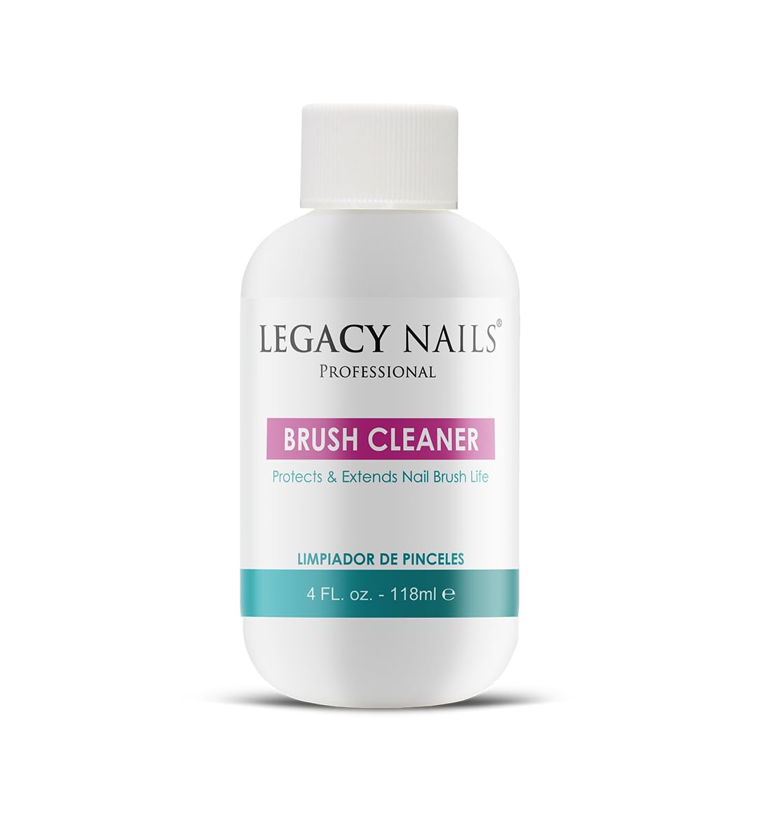 Legacy Nails Brush Cleaner 4 FL OZ – Protects & Extends Brush Life - Solvent-based - Removes Acrylic Residues of Nail Brushes - Protects Bristles from Drying and Falling Out - Acts Quickly & Effectively