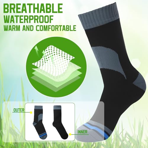 Janmercy 3 Pairs Unisex Waterproof Breathable Knit Socks for Men Women Socks for Hiking Wading Running Skiing, 3 Colors3