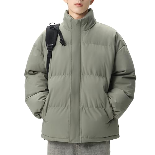 [uptoyou] ダウンジャケット メンズ 冬 アウター 防寒 ジャケット大きいサイズ 軽量 撥水 中綿ジャケット 冬服 男女兼用(グリーン,XL)