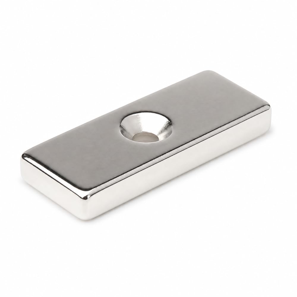 Imán de placa de neodimio MP£ 40 x 15 x 5 N38 para un tornillo 10 unidades