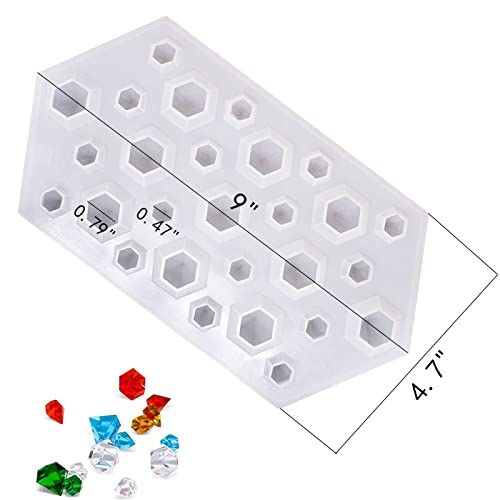 Dd-Life 2Pcs 3D Diamond Gem Silicone Mold, Clear Silicone Mold For Making Clay Resin Epoxy Crafting Projects #TOP1