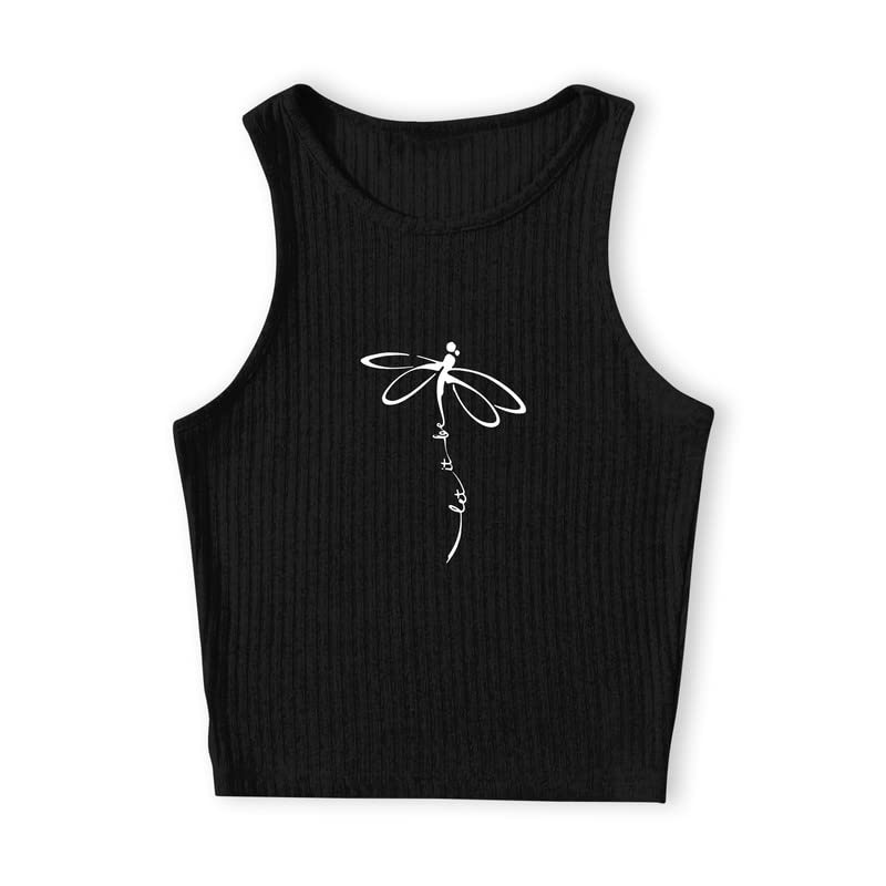 TeeWinkStylish Let it Be Design Printed Round Neck Women Rib Top