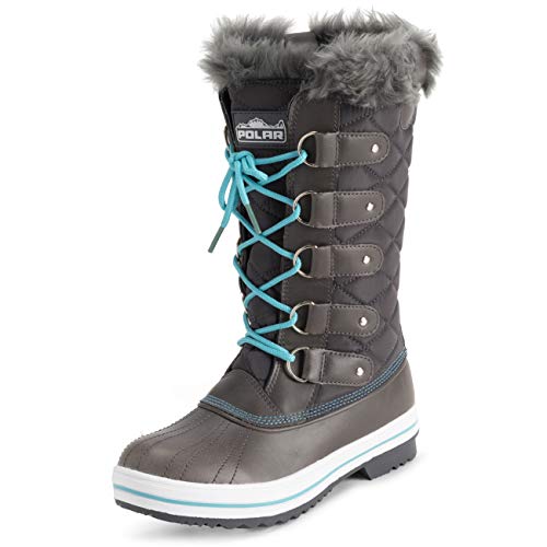 Image of POLAR Womens Snow Boot Nylon Tall Winter Fur Lined Snow Warm Waterproof Rain Boot