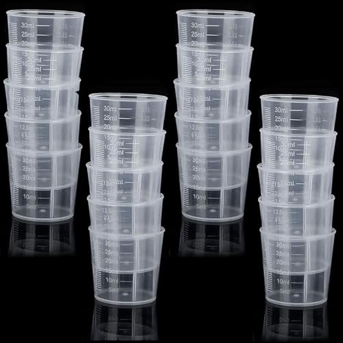 20 Pcs Medicine Cups, 30ml Measuring Cups,Medicine Pots, Graduated Cups Transparent Scale Cups, Mini Clear Kitchen Medicine Cups Transparent Labs Graduated Beakers Baking Cooking Home Lab Measure Tool