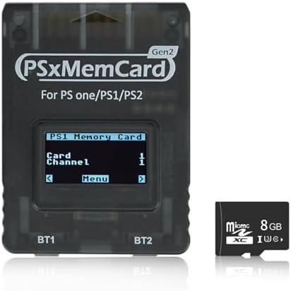 BITFUNX PSxMemCard Gen2 Memory Card - Supports Firmware Upgrade, Unlimited Storage and Sd2psXtd, Includes an 8GB MicroSD Card, High Speed Game Memory Card for PS2/PS1/PS One Console