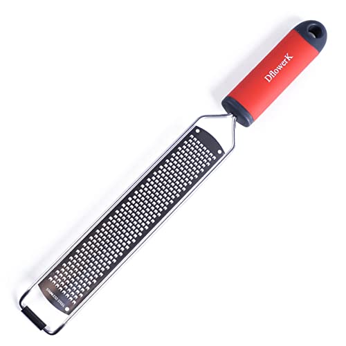 Dflowerk Lemon Zester Cheese Grater Razor Sharp Stainless Steel Blade With Protective Cover Great For Lemon Parmesan Cheese Chocolate Nutmeg Garlic Ginger(Red) #TOP24