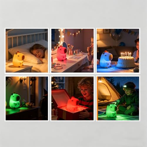 Lámpara de noche capibara silicona para niños recargable miniatura 7
