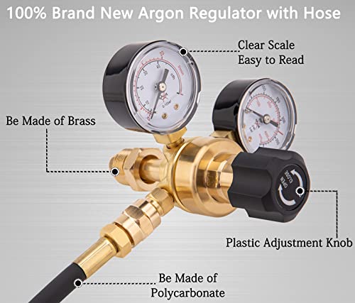 image for IVONNEY CGA580 Argon CO2 Regulators, Argon Gauges Gas Welding Regulato