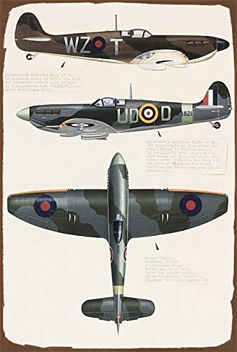 Spitfire Plaque Murale En Métal Avec Avion Britannique, RAF