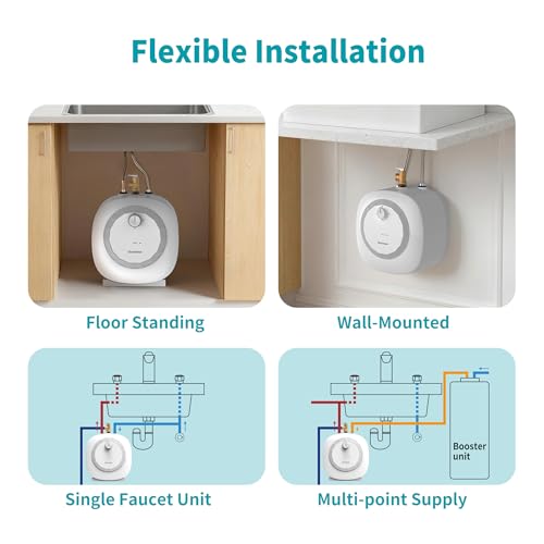 DURRENSA Water Heater Electric, 2.5 Gallons Mini-Tank Under Sink Instant Hot Water Heater, Point of Use for Kitchen/RV/Camper/Food Truck, Glass-Lined Tank (120V) Easy to Install Floor or Wall Mounted