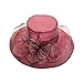 Women's Organza Kentucky Hat Fashion Flower Hats Casual Trendy Hats Wedding Tea Party Hat for Ladies Wine