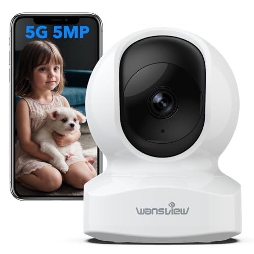 wansview 5MP UHD Pet Camera with Phone app, 5Ghz&2.4Ghz Dual Wi-Fi Security Camera Indoor for Monitoring Home/Baby/Cat/Dog, 2 Way Audio, 24/7 TF Card Storage(TF Card Not Included), Q5 (White)