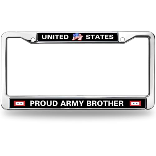 Image of USA Proud Military Brothers Customized License Plate Frames for American Soldiers Exclusive Stainless Steel License Plate Frames for Brothers