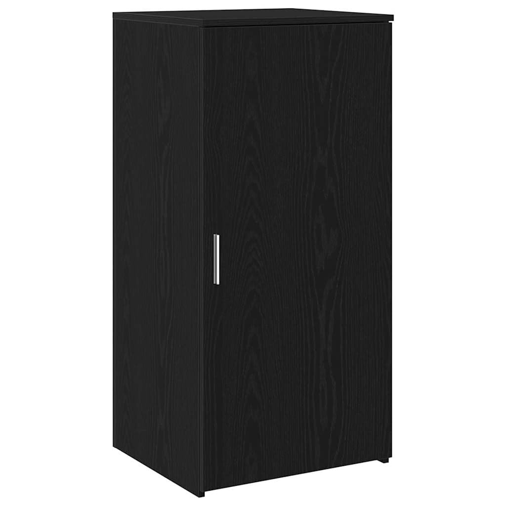 Banco di ricevimento nero effetto rovere, 200 x 50 x 103,5 cm, mobile per ufficio per reception, con cassaforte e spazio di archiviazione integrato, scrivania versatile per la casa e