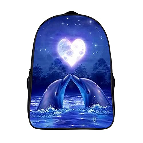 Sac à dos d'école enfants dauphin bleu 40x28x16cm pour garçons