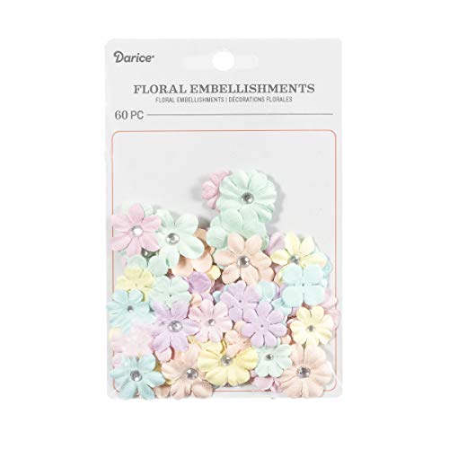 Darice , Assorted Miniature Floral Embellishment: Pastel, Sizes, 60 Pack #TOP16
