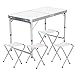 Produktbild Nestling® 120 x 60cm Mit 4 Hockern Garten im Freien Aluminium tragbare Klapp Camping Picknick Party Feld Küche BBQ Tisch Extra Stärke Portable Indoor Outdoor,Höhenverstellbar