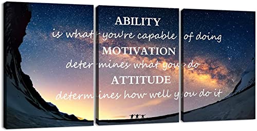 KKYY 3 Panels Successful Inspirational Posters Quotes Wall Art Ability Modern Motivational Painting Picture Prints on Canvas Artwork Motto for Office Bedroom Decor Living Room Home Decor