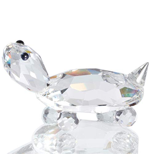 Waltz&F Small Crystal Clear Tortoise Collectible Animal Figurine Paperweight Table Decoration