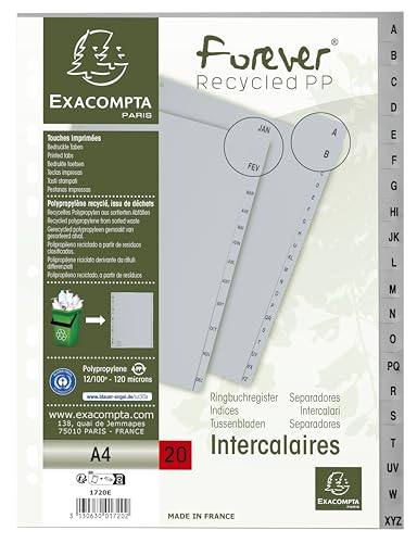 Intercalaires A4 Exacompta de A à Z pour organiser vos dossiers de bureau