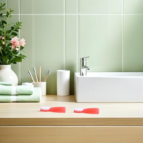 Brosse à dents de sécurité jetable rouge à poils extra-souples en lot de 100 - 5