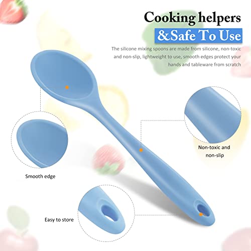 4 Pieces Large Silicone Mixing Spoon Heat Resistant Silicone Basting Spoon Utensil Spoon Non Stick Serving Spoon For Mixing, Baking, Serving (Red, Black, Blue, Gray) #TOP3