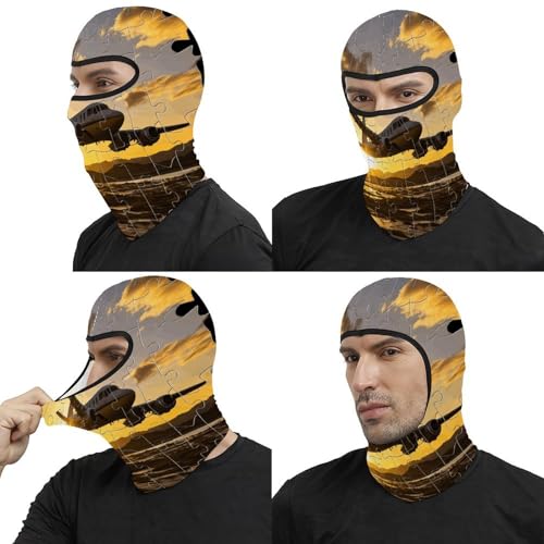 Pasamontaña térmico para hombre y mujer con estampado de avión y rompecabezas, máscara facial para esquí, motociclismo y clima frío miniatura 5