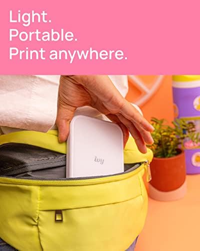 Canon Ivy 2 Mini Photo Printer (Pure White), Bluetooth Portable Smartphone Printer for iOS & Android, Bundle with 10 Zink Sticky-Back Photo Prints, LED Light Bar, Protective Case & USB Cable — view 3
