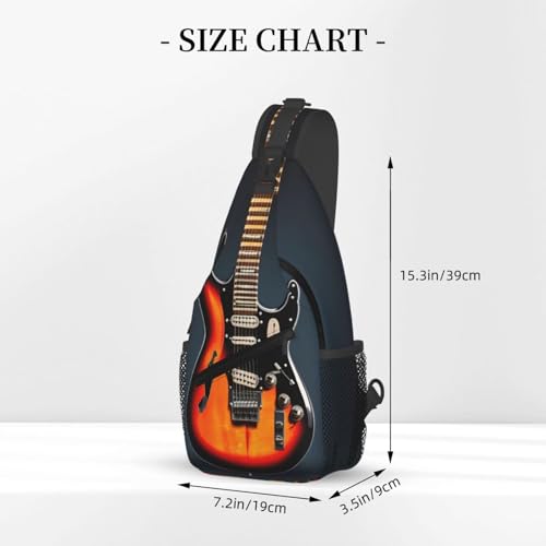 Morrales Crossbody con Estampado de Guitarras Naranja miniatura 3