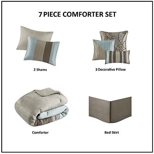 Madison Park MP10-042 Amherst Faux Silk Comforter Set-Casual Contemporary Design All Season Down Alternative Bedding thumb #5