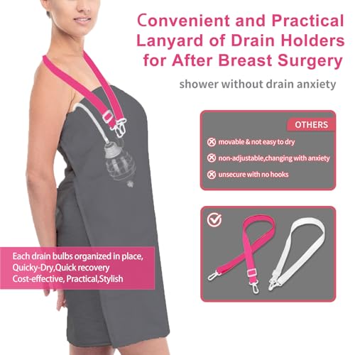 Image of Shower Lanyard for Mastectomy Drain Holder Quick Dry Drain Holder After Tummy Tuck Skin Friendly JP Drain Holders for After Breast Surgery Adjustable Drain Lanyard Post Mastectomy Recovery Supplies