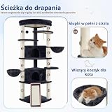 Gitelsnour rogowka dla kotów do domu, wieża dla kotów ze wszystkimi drapackami z sisalu, wielopoziomowa kocia kraina z 2 dużymi kocimi jaskiniami, duży taras na dachu, 2 wiszące kosze, rampa z sisalu