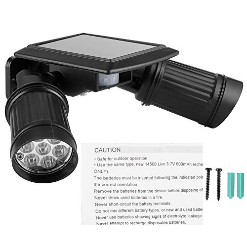 DualHead Luz solar ajustável com 14 LEDs, refletor solar com sensor de movimento, luz de segurança p