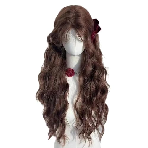 Perruque cheveux longs bouclés marron châtaigne solution volume sans effort