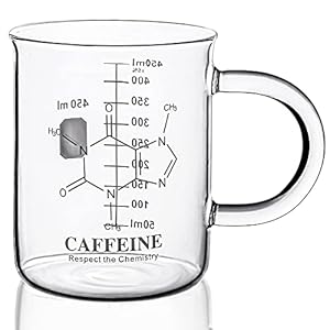 Caffeine Beaker Mug,Caffeine mug, Chemistry Mug 16 oz Borosilicate Glass Coffee Mugs,Coffee Mugs,Measuring for Coffee, Graduated Beaker Mug (450ml)