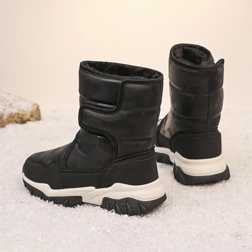Boys Girls Snow Boots 𝐖aterproof Slip 𝗥esistant Outdoor Slip On Winter Warm F𝐮r Lined Outdoor Kids Boots Flat Shoes2