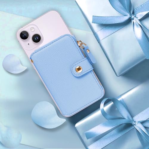 M-Plateau RFID Blocking Phone Wallet Stick on Leather, Card Holder for Phone Case Attachable Credit Card Holder (Compatible with Most Smartphones) Sky Blue by M-Plateau - Image 7