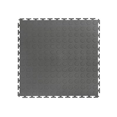 VERSATEX Garage Floor 18 x 18 inch Square Rubber Raised Coin Interlocking Floor Tiles for Home Gym, Garage Flooring, Trade Show Flooring, Basement Tiles, 16 Pack (Gray)