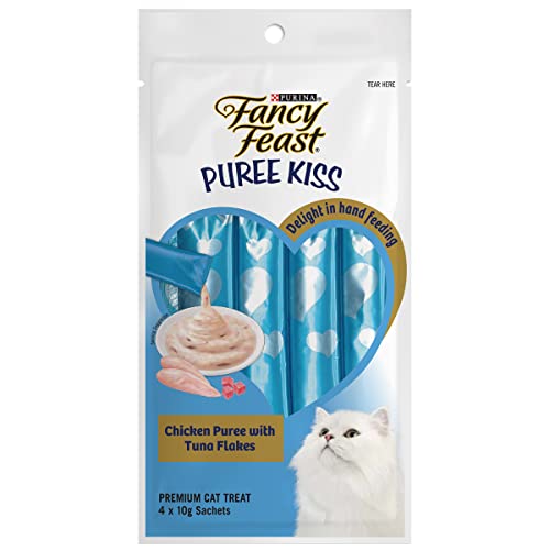 Fancy Feast Puree Kiss Chicken with Tuna Flakes Cat Food Pack of 4 40 grams