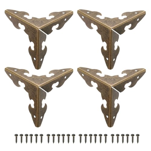 Image of uxcell 30 x 30 x 30mm Metal Box Corner Protectors Edge Guard Bronze Tone 20pcs