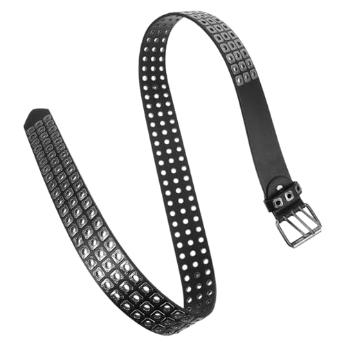 Men and Women Punk Style Grommet Belt Artificial Leather with Unique Hollow Design for Comfortable Wear and Enhanced Breathability Warm Weather