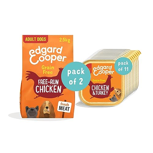 Edgard & Cooper Grain Free Adult Dog Food Bundle - Fresh Meat, High Protein & Natural Ingredients - Chicken & Turkey, 2.5kg Dry + 150gx11 Wet