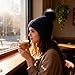 Winter Women's pom-pom Knitted Warm Beanie, Women's Beanie hat, Fashionable, Warm and Comfortable, Suitable for Various Occasions. (US, Alpha, Large, Navy Blue)