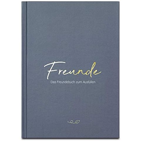 LEAF & GOLD® Freundebuch zum Ausfüllen I Freundebuch für Erwachsene mit edlem Gold-Cover I Freundschaftsbuch mit persönlichen Fragen I Poesiealbum Cover