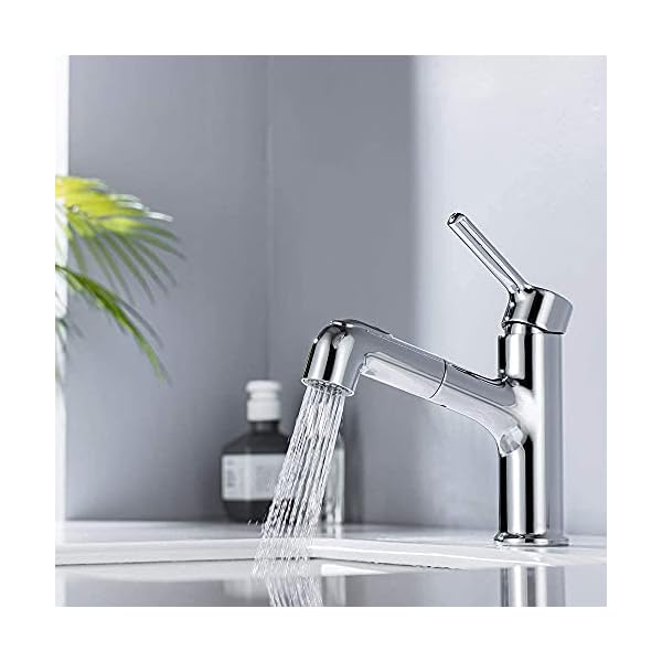 ONECE Wasserhahn Bad mit ausziehbar Brause, Waschtischarmatur aus Messing Einhebelmischer Badarmatur Waschbecken… – Bild 8