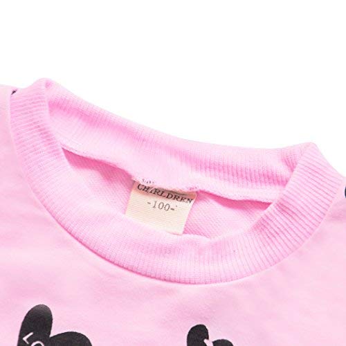 image for DDSOL Little Girls Clothes Heart Print Tops Ruffle Skirt with Legging 