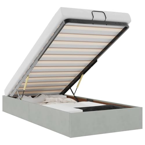 vidaXL Ottoman-Bett ohne Matratze Hellgrau 80x200 cm Samt, Bettrahmen, Bettgestell mit Stauraum, Polsterbett, Bettgestell, Bettrahmen mit Stauraum