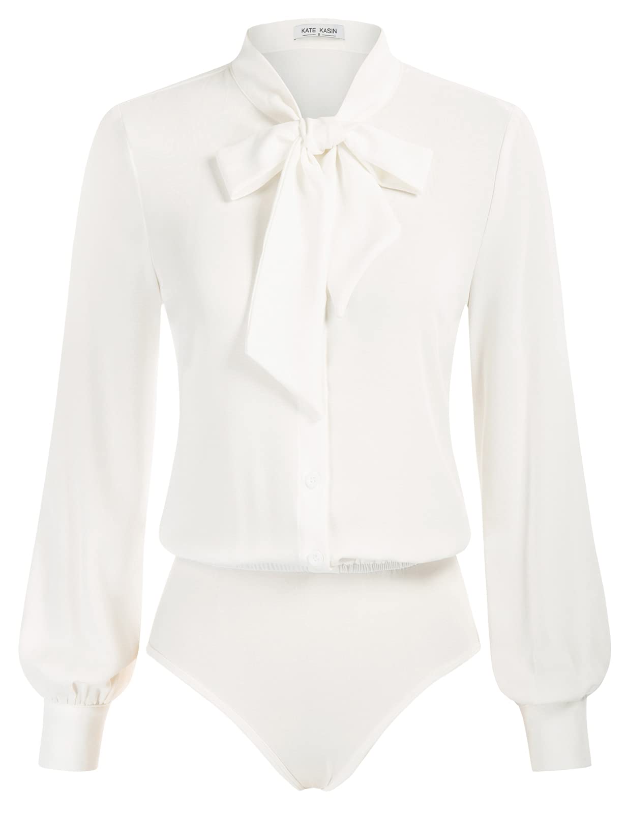 Kate Kasin Damen Blusenbody Elegant V-Ausschnitt Langarm Blusen Casual Business Outfit Blusen Tops