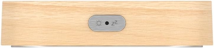 LANRU Beech Wood Digital Clock Dual Alarm Snooze USB Alarm Clock Table Thermometer Electronic LED Wooden Desk Clock 4-Level Brightness for Living Room Office