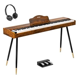 STRICH Digital Piano 88 Keys, Hammer-Action Weighted Keyboard, Full size Electric Piano Keyboard with Stand, 25Wx2 Speakers, Supports USB-MIDI/Wireless Connecting SDP-300S(Furniture Style)